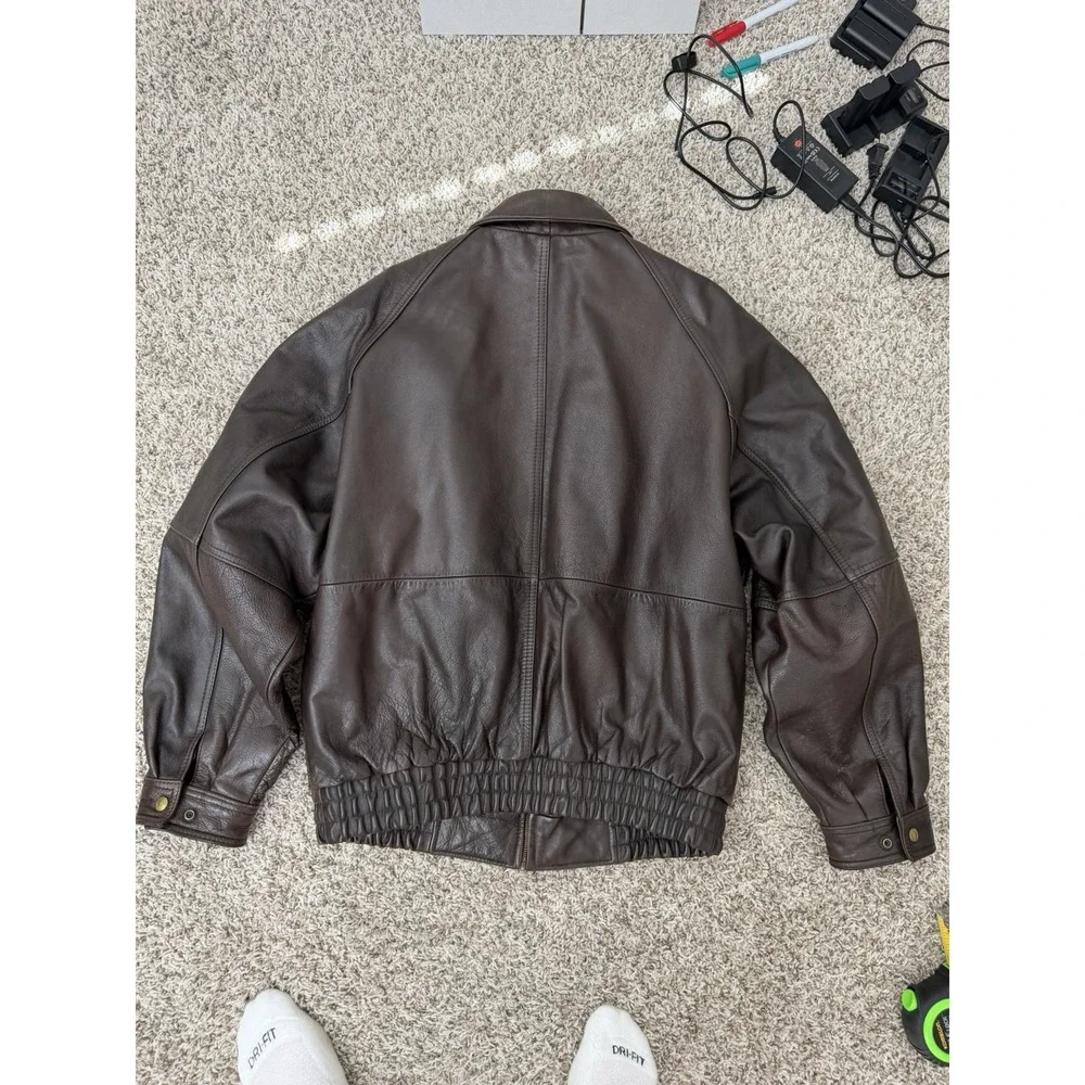VTG Wilsons Leather Bomber Jacket Men's Large Thinsulate Lined Brown 80s AMAZING